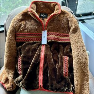 NWT UGG Marlene Sherpa Jacket Heritage Braid Country Western $198 Gorgeous Large